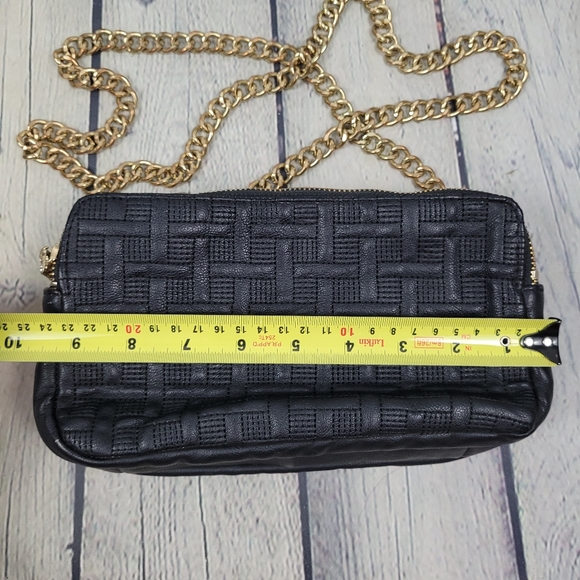 BIG BUDDHA | faux leather woven stitch design convertible gold chain strap purse - Picture 9 of 14